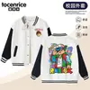 Camiseta de béisbol infantil Roblox, chaqueta casual con bloques de color y estampado de dibujos animados para primavera y otoño, para niños mayores