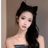 Diadema Negra de Felpa con Orejas de Gato para Mujer, Pinza para el Pelo Linda para Lavarse el Cabello, Tocado de Alta Gama, Accesorios para el Pelo de Oso Explosivos para Halloween