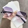 Nuevas Gafas de Sol Sin Marco para Mujer Poligonales Cyber Celebradas Mismo Estilo Gafas de Sol Degradadas Transfronterizas Modernas Gafas de Conducir