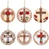 Colgante de Pascua de madera con cruz transfronteriza, decoración vintage para puerta de casa, adorno colgante navideño de madera.