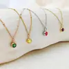 Collar con Piedra de Nacimiento Chapado en Oro de 14K Transfronterizo para Mujer, Acero Inoxidable No Descolorante Nicho Colgante de Diamante Único Cadena para Clavícula Venta al por Mayor