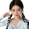 Grampo de Cabelo Laço de Fita Doce e Fofo Presilha Dupla para Rabo de Cavalo Tira de Cabelo com Fita Tira de Cabelo Grampo de Cabelo Acessórios de Cabelo Japoneses e Coreanos para Meninas