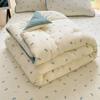 Colcha de Hilo de Doble Capa Ultra Suave tipo Nube Clase A, Colcha de Primavera y Otoño, Relleno Espeso para Colcha de Invierno, Colcha Estilo Cubre Cama Juego de Cuatro Piezas, Colcha para Estudiante