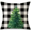 Juego de Fundas de Almohada Transfronterizas para Navidad Europea y Americana, Funda para Cojín de Sofá de Sala de Estar, Funda para Almohada de Cintura con Reno Papá Noel Árbol, Suministro de Fábrica