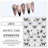 Calcomanías para uñas ultrafinas blanco y negro pintadas a mano mariposa estilo ins negro oscuro pegamento de tira flexible calcomanías para uñas de mariposa decoraciones