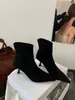Botas de Cano Curto Femininas Estilo Coreano Retro Apontadas Salto Agulha Verão 2026 Inverno Camurça Emagrecedoras Slim Botas Emagrecedoras Femininas Versáteis
