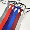 Corbata de hombre coreana azul zafiro color sólido perezosa 5CM versión estrecha monocromática cremallera estampado a mano alzada