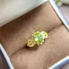 Novo Anel de Cristal Amarelo Natural Prata 925 Incrustada Luxo Acessível Versátil Venda Direta da Fábrica