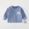 Cardigã grosso com forro de fleece para bebês para outono e inverno, jaqueta esportiva casual unissex para bebês, blusa versátil de fleece para bebês