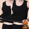 Chaleco térmico para hombre de otoño e invierno con forro polar, ropa interior térmica, camiseta base con forro polar, cuello redondo, ajustado, sin mangas, top de otoño resistente al frío