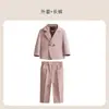 Terno rosa para menino para primavera e outono, roupa formal para o primeiro aniversário do bebê, terno de performance estilo britânico para pajem, camisa e colete infantis