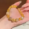 Pulsera de Citrina Rubia de la Suerte y la Riqueza Estilo Nuevo 2025 para Mujer, Lujo Accesible Exquisita Pulsera de Nicho para Atraer Riqueza