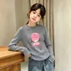 Camiseta térmica de manga larga cepillada de doble cara para niña, para Otoño/Invierno, cuello redondo, cálida, moderna