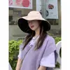 Sombrero Japonés de Protección Solar UV para Mujer, Sombrero de Pescador de Ala Ancha Estilo Coreano, Sombrero de Sol Anti-UV, Sombrero de Sol Negro de Goma para Cubrir la Cara de Verano