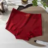 Ropa interior gris para niñas con costuras sin costuras de color contrastante, amigable con la piel, entrepierna extendida, antibacteriana, bóxers de cintura media