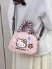 Bolsa de Mão Leve Fofa da Hello Kitty para Meninas, Nova Bolsa Nuvem de Algodão Estilo Coreano, Bolsa de Ombro Transversal