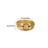 Anillo Solar de Acero Inoxidable Retro con Cara Sonriente de Circonita Chapado al Vacío en Oro de 18K Acero de Titanio Diseño Minimalista Anillo Venta al por Mayor