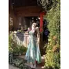 Un Vestido de Verano con Tirantes Yikett Forest Color Melocotón Dulce para Mujer, Estilo Bohemio, Vestido Largo Adelgazante con Efecto Degradado