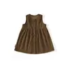 Vestido chaleco de fábrica para niños de pana para bebé estilo coreano para niñas otoño 2026 estilo bosque