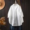 Camisa Branca de Algodão Puro Feminina Manga Curta Solta Emagrecimento 2025 Verão Novo Pequeno Abotoamento Simples Top de Uso Externo Senso de Design