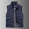 Primavera e outono novo masculino cor sólida gola alta multi-bolsos multi-funcional outdoor à prova de vento à prova d'água lazer esportes solto