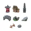Paisaje en miniatura, pagoda de piedra simulada creativa y pabellón para paisajismo, bonsái de jardinería, accesorios decorativos DIY y pequeños adornos para terrarios