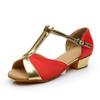 Zapatos de baile latino de tacón alto para niñas, zapatos de actuación en el escenario dorados con suela suave para niñas, zapatos de baile para niñas, una generación de cabello