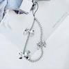 Ins Estilo Japonés y Coreano Ins Pulsera de Cuentas Plateadas Galvanizadas con Lazo Cordón Corto para Muñeca Anti-pérdida TikTok Cuerda para Mujer