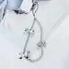 Pulseira de Corda Anti-Perda Ins Nicho Japonês e Coreano Laço Prateado Galvanizado Contas Pulseira Cordão Curto para Pulso Feminino TikTok