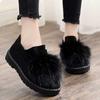 Mocasines de invierno forrados de polar para mujer, zapatos de algodón 2022, nuevo estilo coreano, versátiles, zapatos para estudiantes, pantuflas de algodón, zapatos de felpa sin cordones
