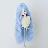 Peluca para Muñeca BJD Color Multicolor Opcional Flequillo Largo Ola de Agua Cabello Largo Rizado de 3/4/6 Puntos Seda de Alta Temperatura Cabello en Blanco