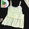 [Algodón Yunduo] Peishi de Abanico # Suéter de Verano para Mujer Ropa de Casa con Almohadillas en el Pecho y Camisones