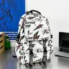 Mochila Estilo Graffiti Americano con Estampado de Letras Rayo, Adecuada para Estudiantes de Secundaria y Preparatoria, Mochila Grande para Laptop para Hombres