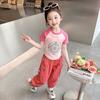 Conjunto de Pantalones Cargo con Mangas de Retazos Estilo Tradicional para Niñas, Nuevo Estilo de Verano, Ropa Moderna para Niños, Conjunto de Dos Piezas para Bebés Niñas