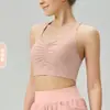 Sujetador de Yoga de Alto Rendimiento Transfronterizo con Copa Fija y Diseño Fruncido, Corte Ajustado, Favorecedor para Fitness, Pilates, y Sujetador Deportivo de Espalda Hermosa para Mujer