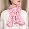 Novo Lenço Longo de Seda Simples com Bolinhas, Lenço Versátil Fino de Chiffon e Gaze para Todas as Estações, Quente com Proteção Solar e do Pescoço para Mulheres