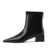 Botines ajustados de moda con tacón grueso, botines cortos para mujer, punta fina, otoño e invierno, cremallera trasera, ajustados a la pierna estilo ins, nuevo modelo 2026, tacón bajo a medio
