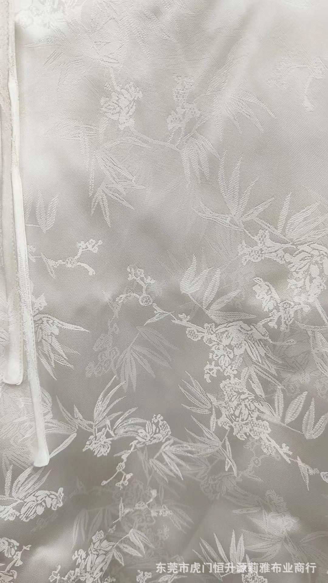 新中式国风竹叶提花面料 仿醋酸提花面料 连衣裙衬衫