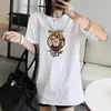 Camiseta de manga corta para mujer 2023 Cuello redondo Verano Cubre trasero Longitud media Holgada Amor Manga media Top