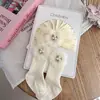 Conjunto de Gorro y Calcetines para Bebé Niña, Gorro de Punto con Hilo de Lentejuelas Florales, Gorro Protector de Fontanela para Recién Nacido, Gorro Indio