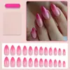 Uñas Postizas Pestaña Falsa de Uñas de Presión Forma de Almendra Gradiente Rojo Rosa Brillo Fino Venta Caliente Transfronteriza Europea y Americana Caja de Uñas Postizas Estilo Ins Uñas Terminadas