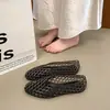 Sapatos de Gelatina Femininos com Renda Respirável Solado Macio Antiderrapante Celebriade da Internet Biqueira Transparente Sandálias de Plástico Gelatina Planas Verão