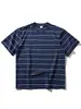 Camiseta Nanxia Novo Estilo com Listras de Manga Curta para Homens, Camisa de Malha Respirável de Manga Média com Gola Redonda para o Verão, Top Soltinho de Meia Manga
