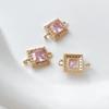 Banho de Cobre Cor Dourada 18K Quadrado Zircônia Dupla Pendente Pulseira Colar Cristal Brincos diy Material para Fazer Brincos Acessórios