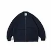 Yidao Vintage Outono 2026 Novidades Retrô Japonês Simples Cor Sólida Solta Malha Waffle Gola Baseball Jaqueta com Zíper