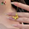 Brilhante Ponto Diamante Borboleta Conjunto Colar Anel Brincos Feminino Camada Dupla Tridimensional Borboleta de Fada Simples Elegante Conjunto de Joias