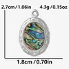 Pingente Oval de Aço Inoxidável 304 Incrustado com Concha de Abalone Natural Pingente de Concha Branca Acessórios para Colar Pulseira Joias