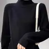 Suéter Tricot Casual de Gola Alta Meia-Calça Cor Sólida Manga Longa para Mulheres, Outono e Inverno Simples Versátil Grosso Quente Suéter Pulôver