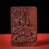 Madeira de Jujuba Raiada Pingente de Zhao Gongming Deus da Riqueza Dupla Face Brilho Dourado e Estrela Roxa Relevo Ferramenta de Ritual Taoísta de 46 Cartas para Manuseio