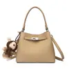 Nuevo Conjunto de Bolso Cubo Estilo Vintage Perezoso, Bolso Cruzado Versátil Práctico, Bolso de Mujer con Hebilla de Cierre de Cuero Genuino
